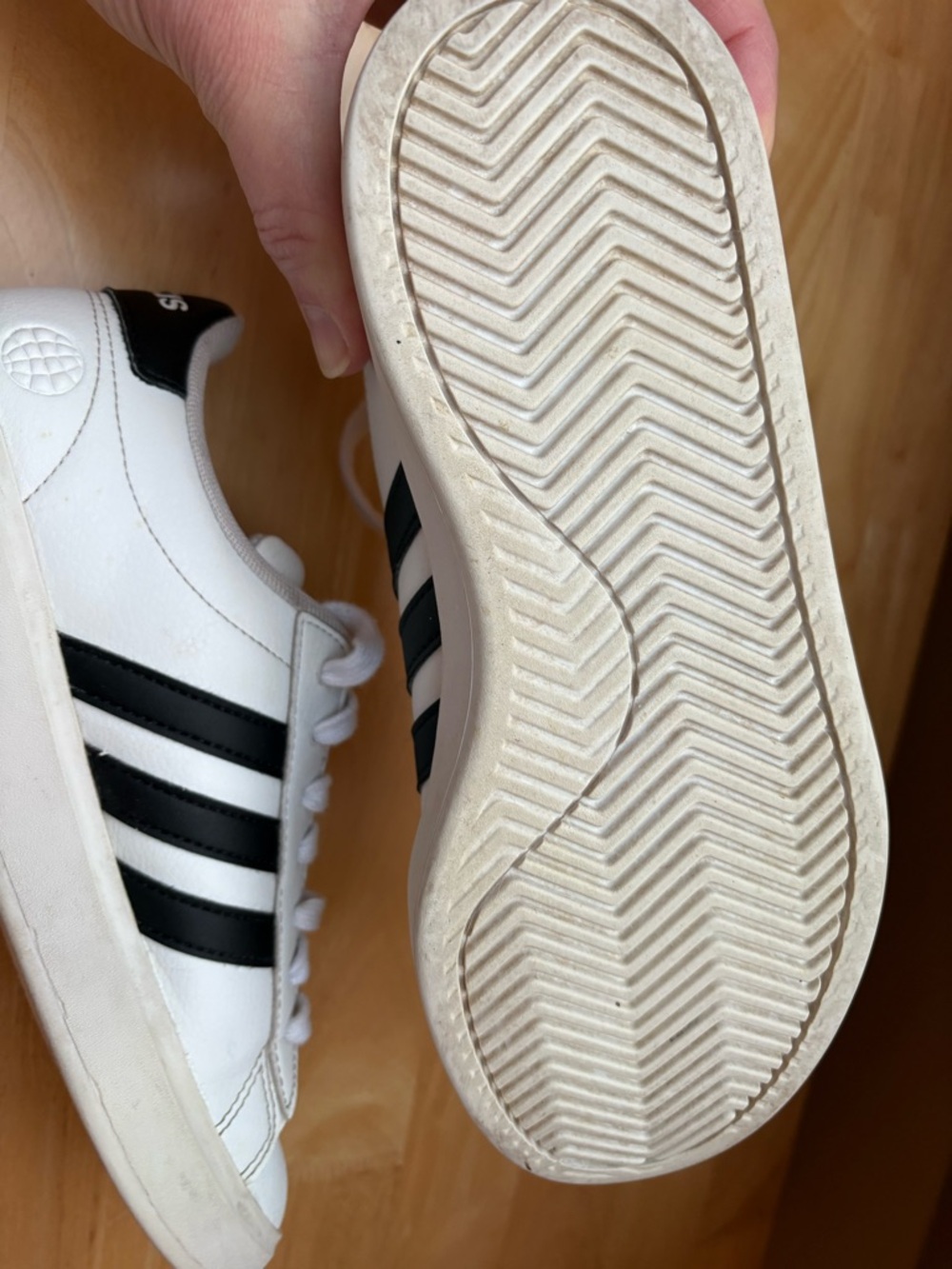 adidas Grand Court Cloudfoam White Sneakers Black Stripes | Sz 6.5 - Picture 10 of 14